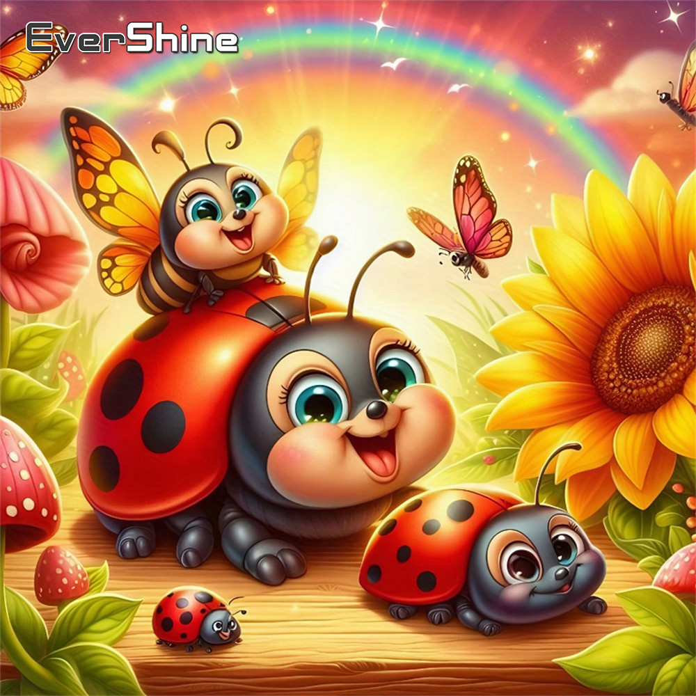 Embroidery Lady Bug - Mosaico de Diamante Evershine, Pintura de