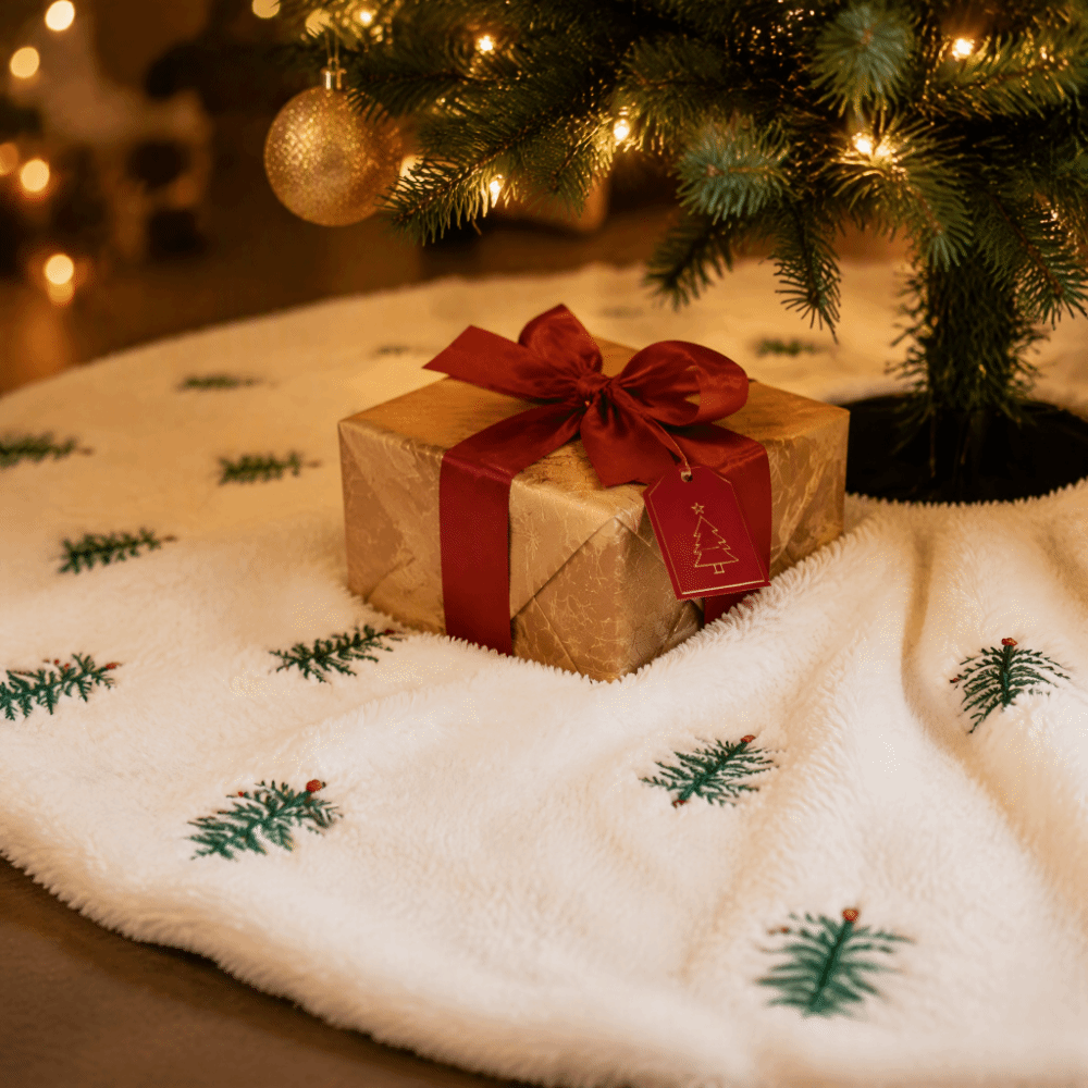 Embroidery Xmas Tree - Acessório de Natal: Saia para Árvore