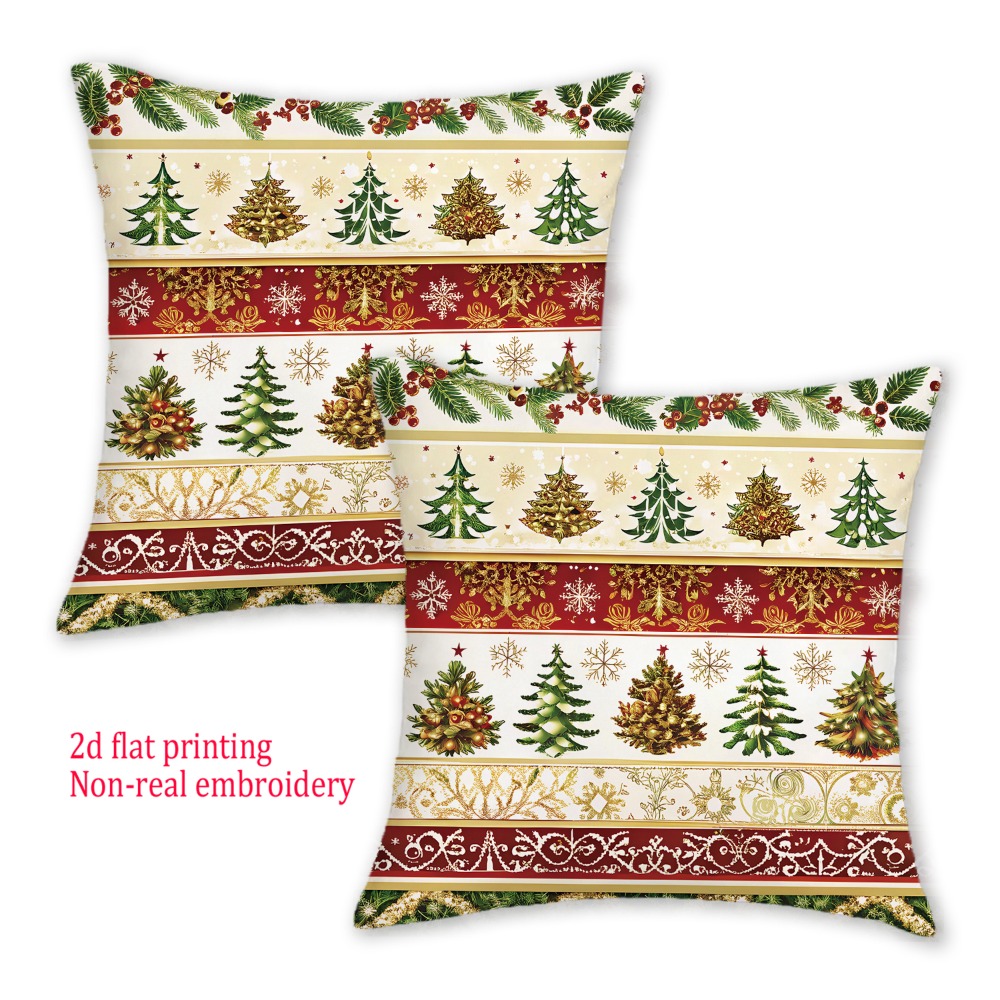Embroidery Xmas Tree - 2 peças, capas de almofada planas