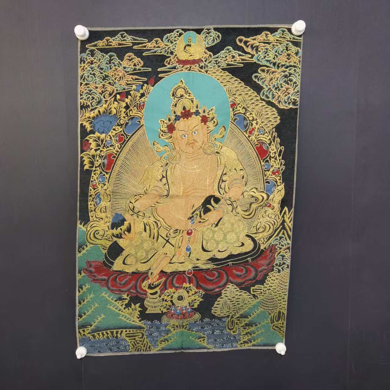 Embroidery Yellow - Painel de Thangka de 35 polegadas