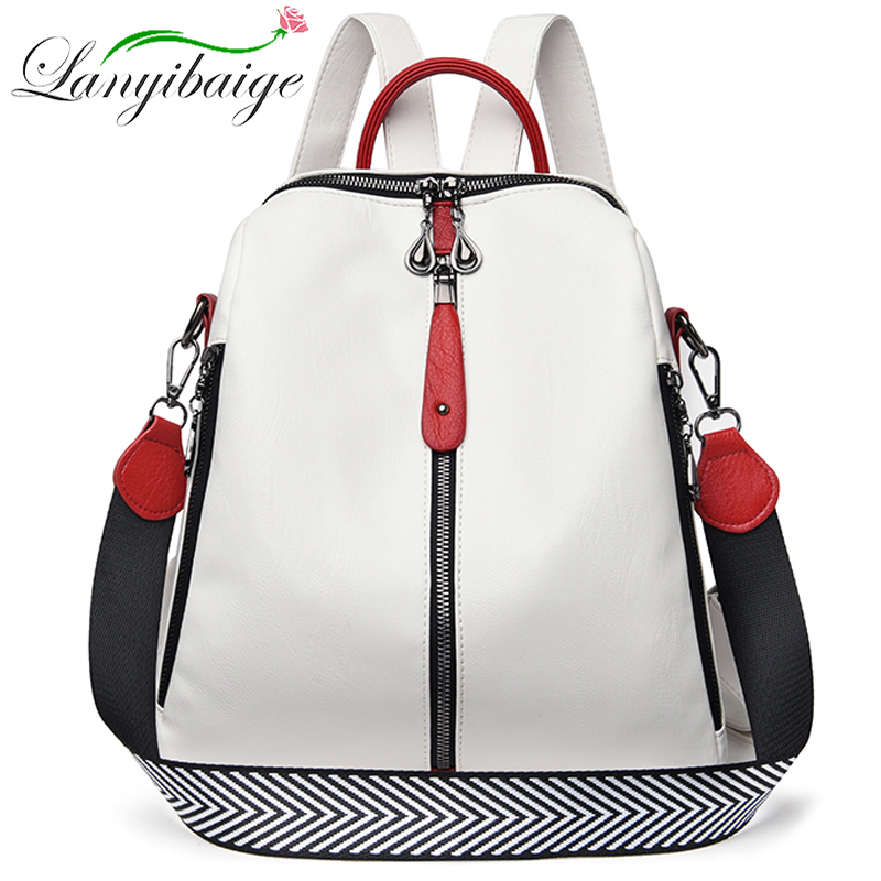 Embroidery Keychain - Mochila de couro macio para mulheres,