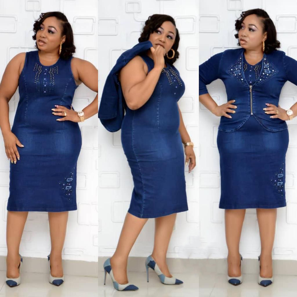 Embroidery Jacket - Fato de saia jeans de duas