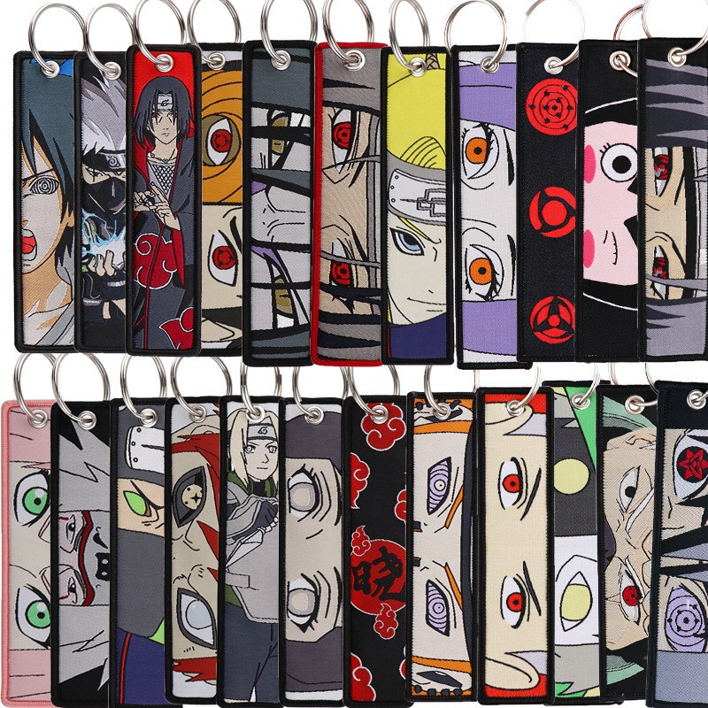 Embroidery Keychain - Chaveiros Bordados de Anime Naruto, Etiquetas