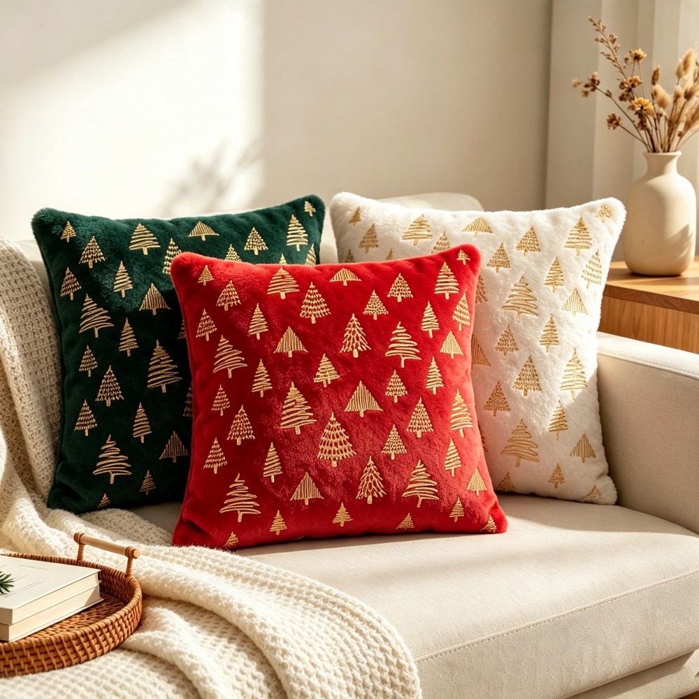 Embroidery Xmas Tree - Capa de Almofada de Natal com