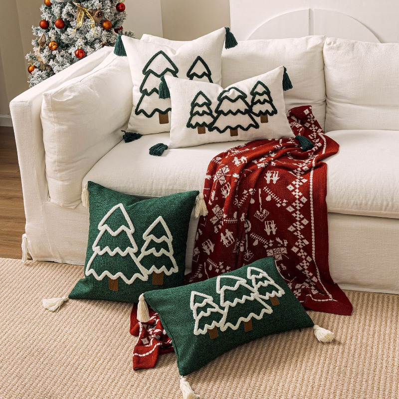 Embroidery Xmas Tree - Capa de Almofada de Natal com
