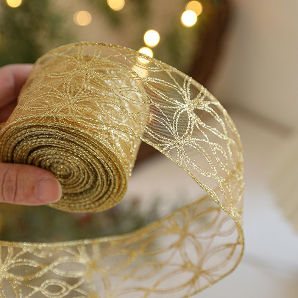 Fita de Organza Dourada com Gl - Embroidery Xmas Tree avaliação e preço