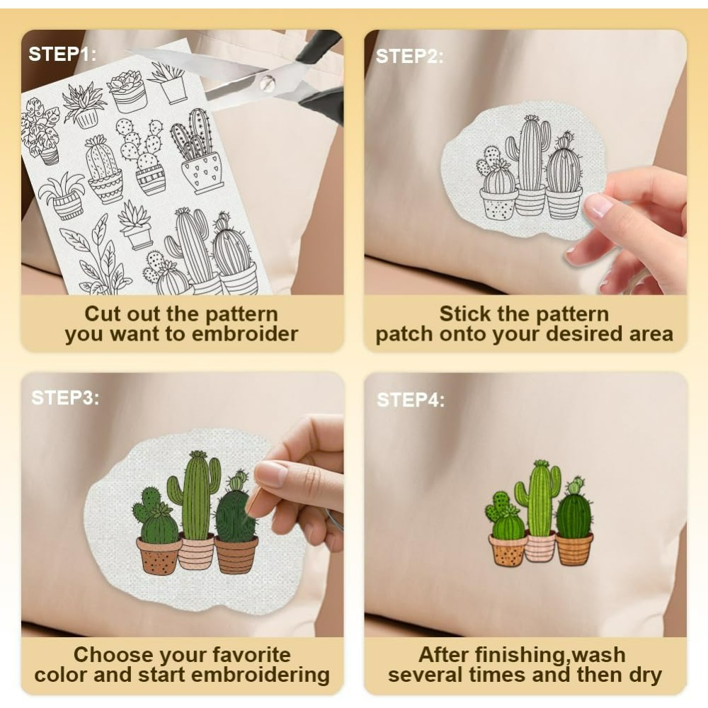 30 pçs bonsai cactus bordado p - Water Soluble Stabilizer avaliação e preço