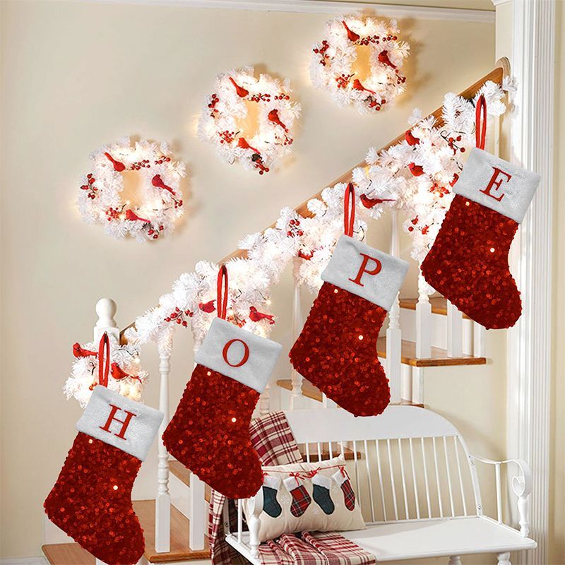 Meia de Natal Vermelha com Lan - Embroidery Xmas Stocking avaliação e preço