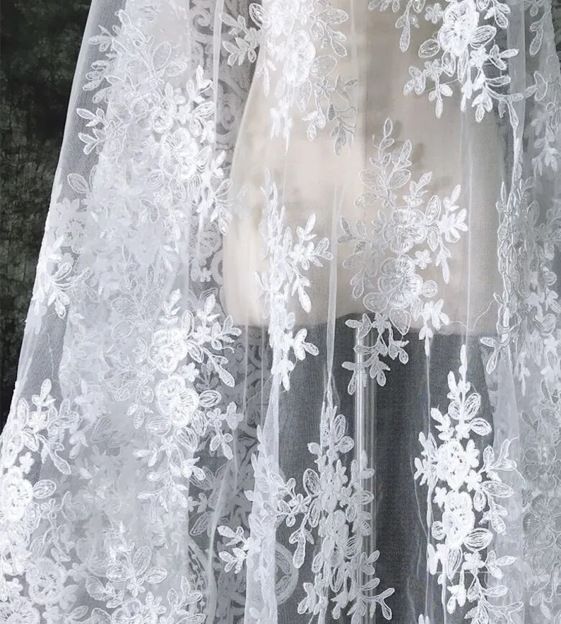Tecido de renda bordado de flo - Embroidery Veil avaliação e preço