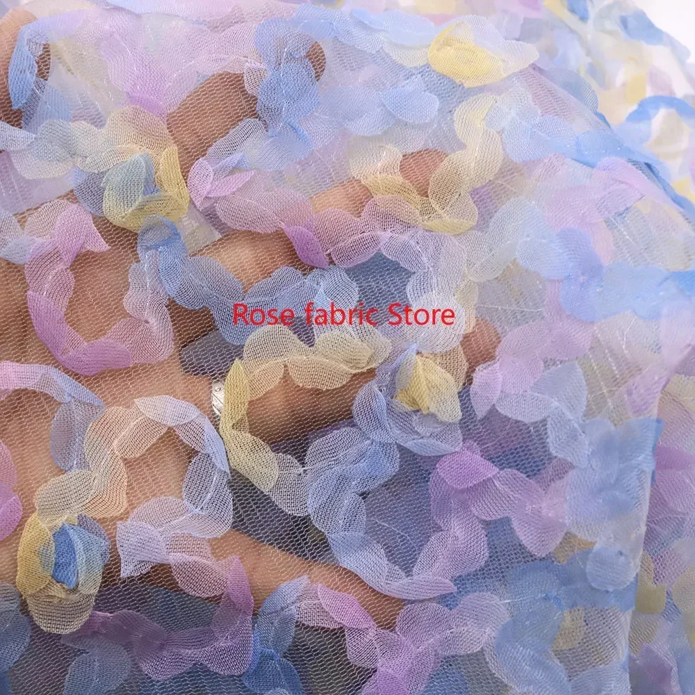 Tecido de chiffon gradiente co - Embroidery Veil avaliação e preço