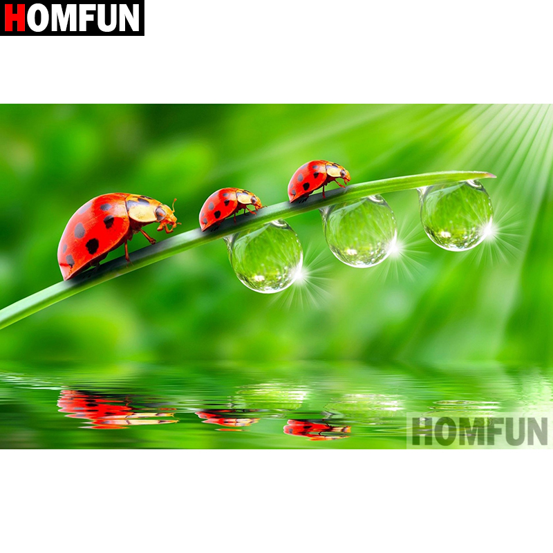 HOMFUN-Joaninha Strass Pintura - Embroidery Lady Bug avaliação e preço