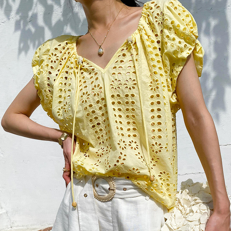 Estilo francês elegante chique - Embroidery Yellow avaliação e preço