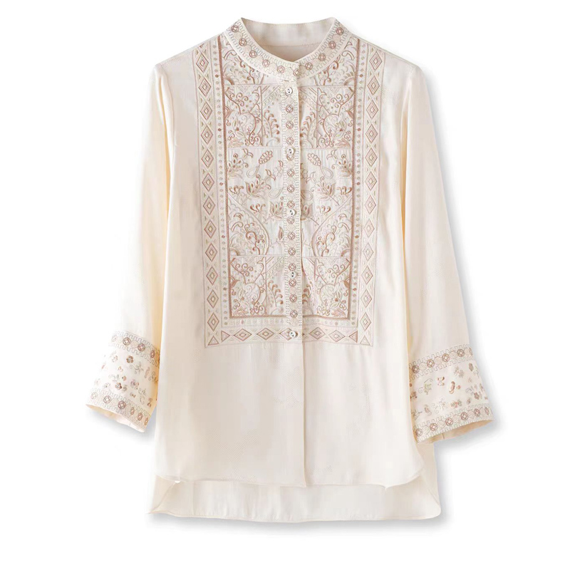 Camisa de Verão em Seda e Visc - Embroidery Unique Design avaliação e preço