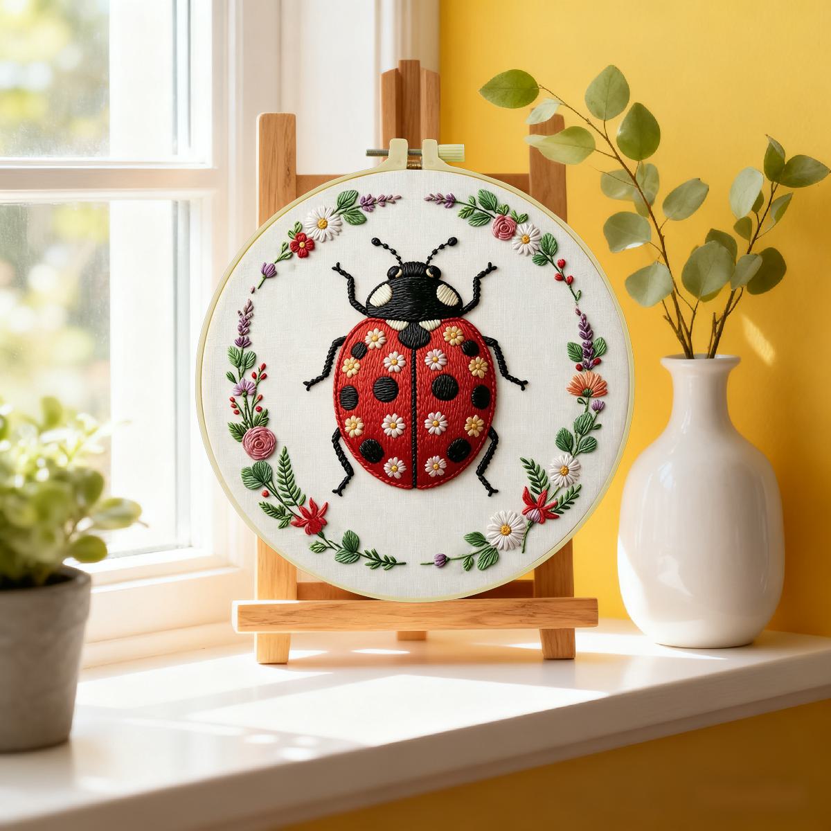 1 unidade Kit de Bordado Joani - Embroidery Lady Bug avaliação e preço