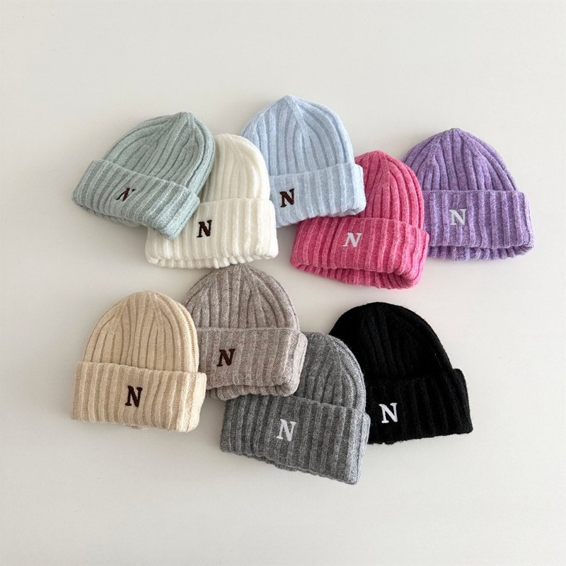 Gorro de malha infantil estilo - Embroidery Letter N avaliação e preço