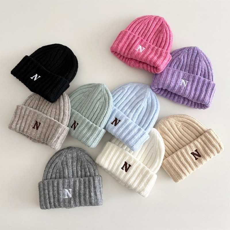 Gorro de malha infantil estilo - Embroidery Letter N avaliação e preço