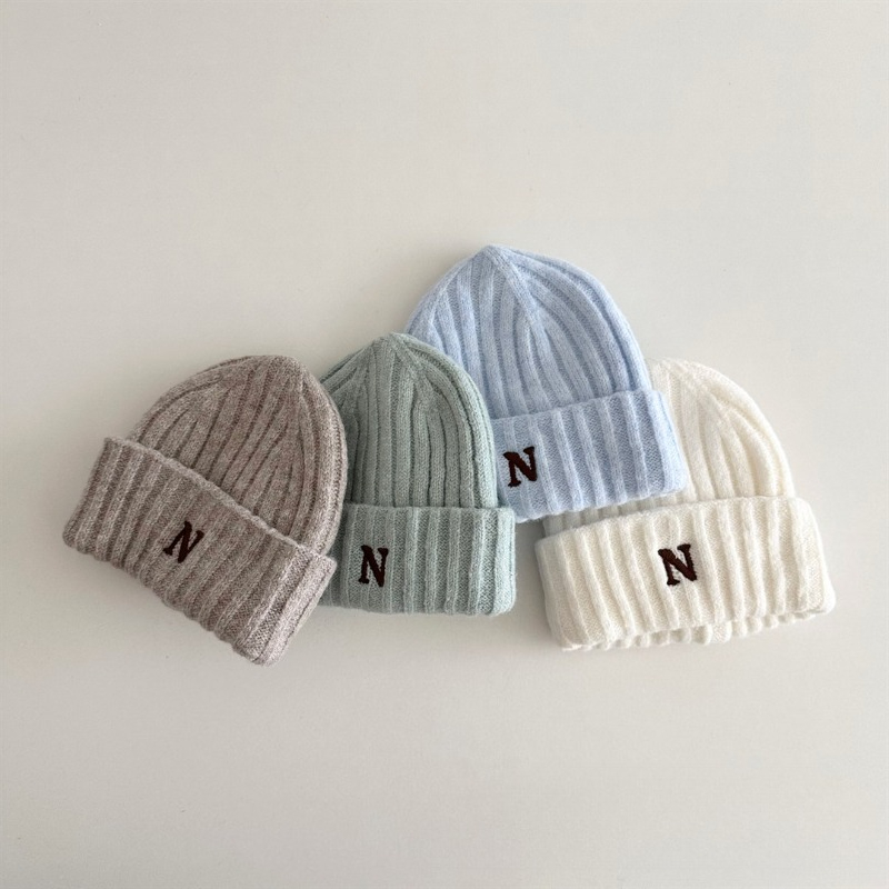 Gorro de malha infantil estilo - Embroidery Letter N avaliação e preço