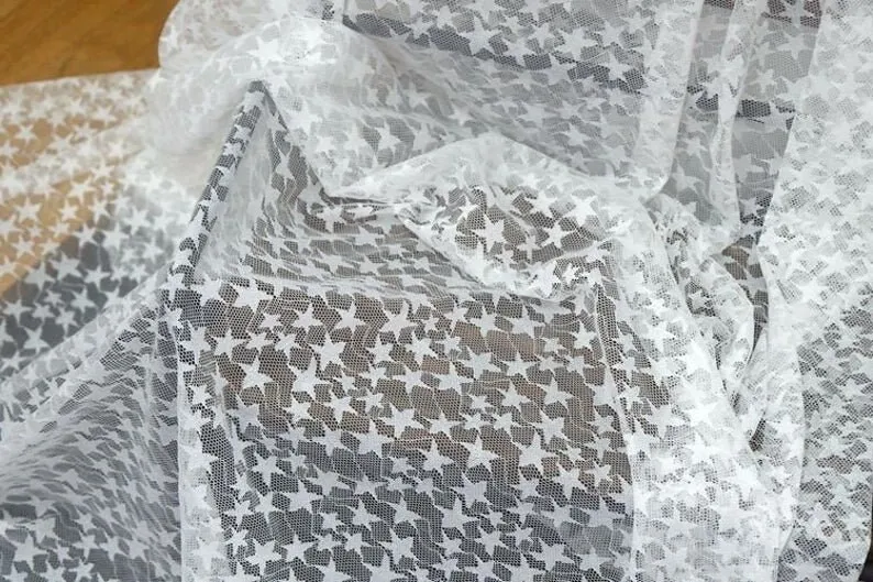 Preto branco macio estrela bor - Embroidery Veil avaliação e preço