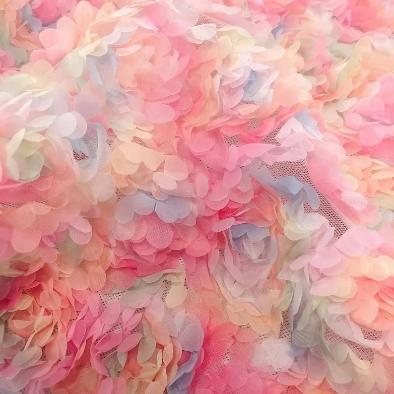 3d chiffon rosa flor tecido de - Embroidery Veil avaliação e preço