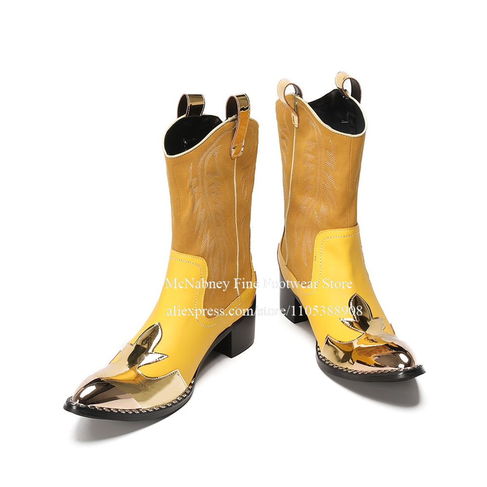 Botas Masculinas de Cano Médio - Embroidery Yellow avaliação e preço